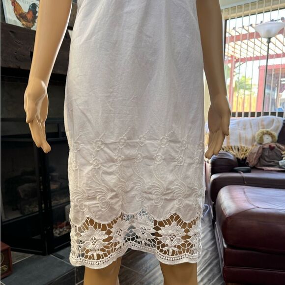 Cremieux White cotton crocheted lace detailing Dress EUC - Picture 6 of 13